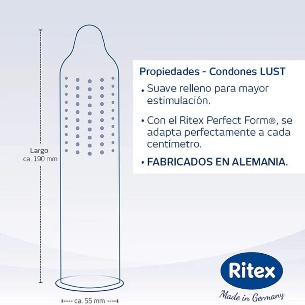 Condones Ritex Hipoalergénico Estimulante con relieve y estrías - Image 2